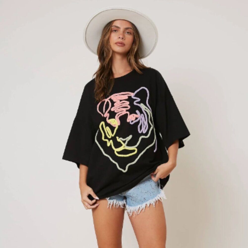 Wild Side Tiger Embroidery Top